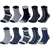 Chalier Cozy 10 Pairs Womens Cotton Socks Soft Ladies Multiple Colors Patterned Gifts Socks for Womens Girls