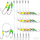 DAMIDEL 6Pcs Pompano Fishing Rigs Ready Kit，3 in 1 Float Rigs with Triple 3/0 Circle Hook for Surf Fishing，（12/0） Fishing line / 50in length/50lbTension in freshwter and Saltwater