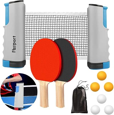 FBSPORT Table Tennis Set with 2 Paddles 6 Balls Net and Bag