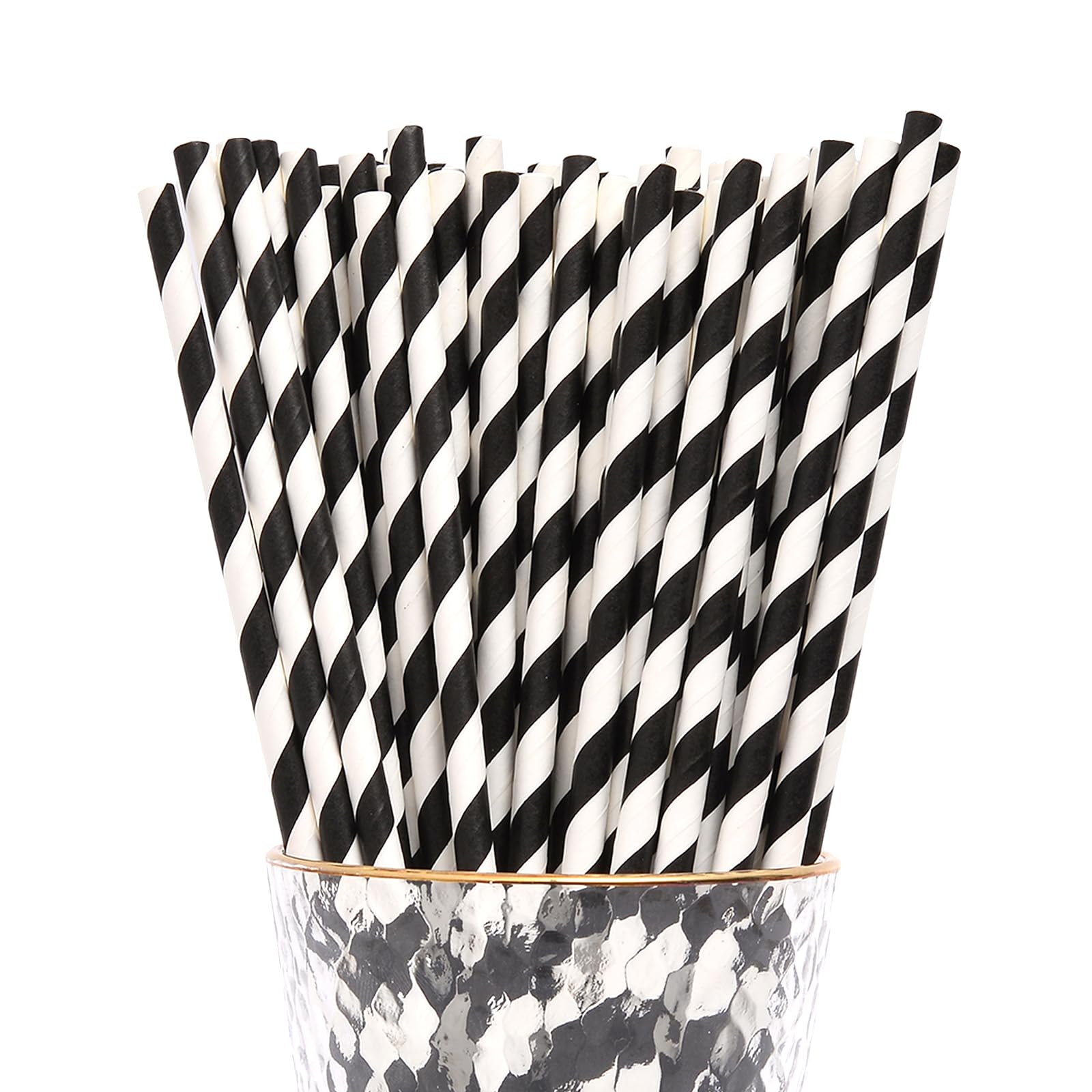 YAOSHENG Pack of 100 Red Paper Straws, Biodegradable, Colourful Drinking Straws, Suitable for Parties, Weddings and Occasions (Black)