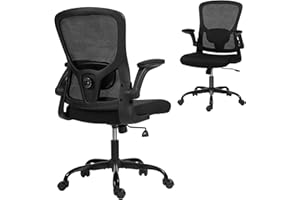 HOMCOM Ergonomic Mesh Office Chair with 4D Lumbar Support, Swivel Computer Desk Chair with Flip-up Armrests, Tilt Function, A
