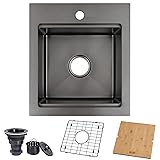 Lonsince Drop In Bar Sink,Black Bar Sink 17 X 19