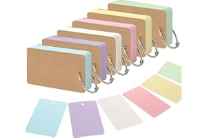 300 Sheets Blank Flash Cards, 6 Pack Unlined Index Cards with Ring, Kraft Paper Case Notecards for Learning and Memorization,