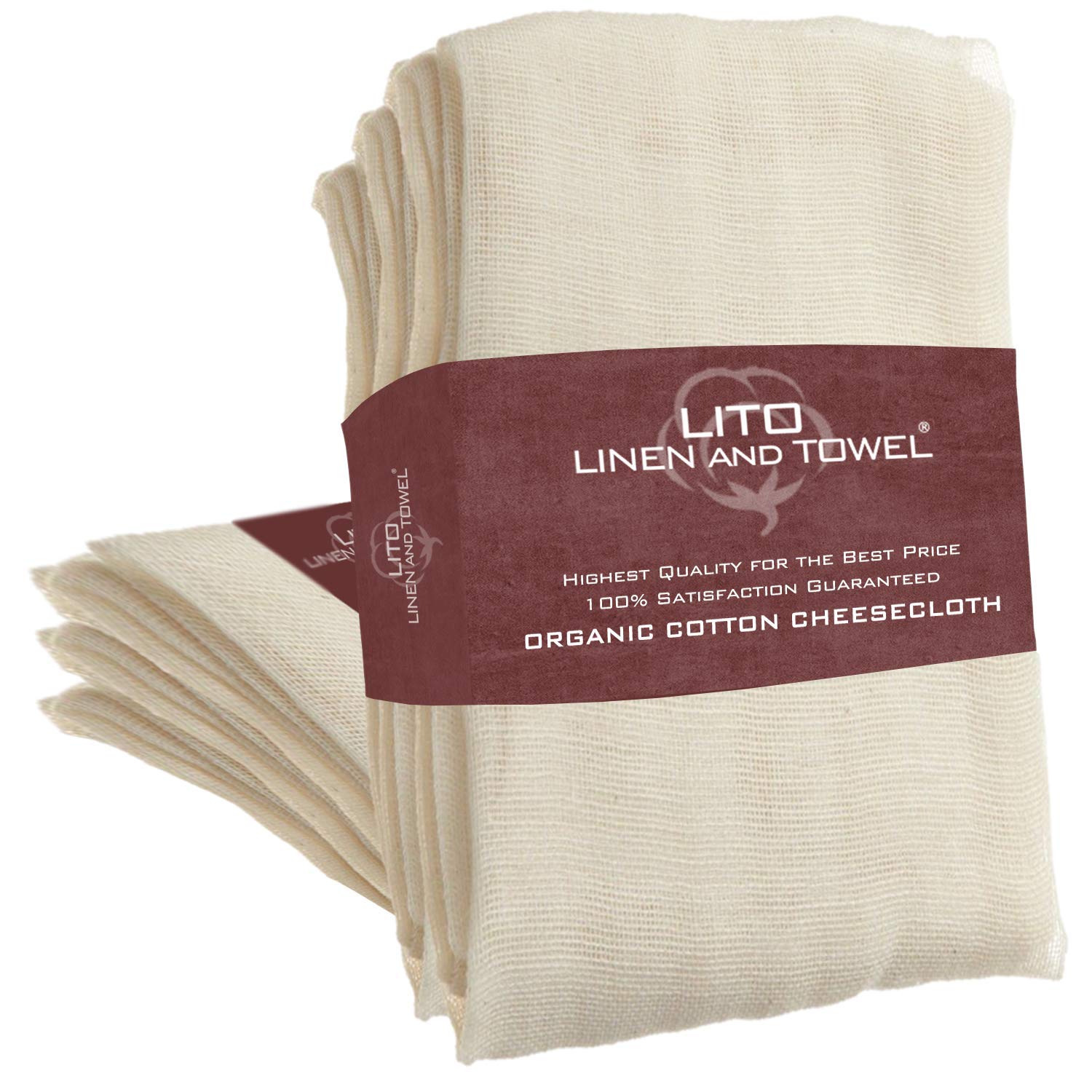 LITO LINEN AND TOWELCheesecloth | Nut Milk Bag, Fine Mesh Filter, Reusable Straining| Grade 50 (1 Sq yard) | Cotton Unbleached Butter Muslin cloth for Cooking, Yogurt, Juicing| Cheese Cloth for Crafts|1 Pack (9 Sq Feet)