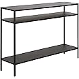 Henn&Hart 42" Wide Rectangular Console Table with Metal Shelves in Blackened Bronze, Entryway Table, Accent Table for Living Room, Hallway