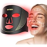 INTEO Red Light Therapy for Face, 3 Modes Portable Led Face Mask Light Therapy with Remote, Near-infrared 850 Red Light Mask with Timing Function, Led Light Therapy At Home 180 LED Beads