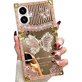 Changjia Glitter Kickstand Case for iPhone 16 Plus,Cute Luxury Bling Sparkly Butterfly with Foldable Stand Elegant Mirror Back Shockproof Protective Case for Women Girls for iPhone 16 Plus 6.7",Pink