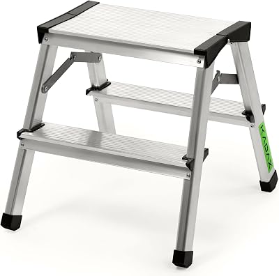 KADAX Aluminium Folding Step Ladder 125kg Non-Slip Double-Sided 2 Step Household