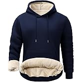 Flygo Men's Casual Fleece Sherpa Lined Hoodie Winter Warm Pullover Hooded Sweatshirt