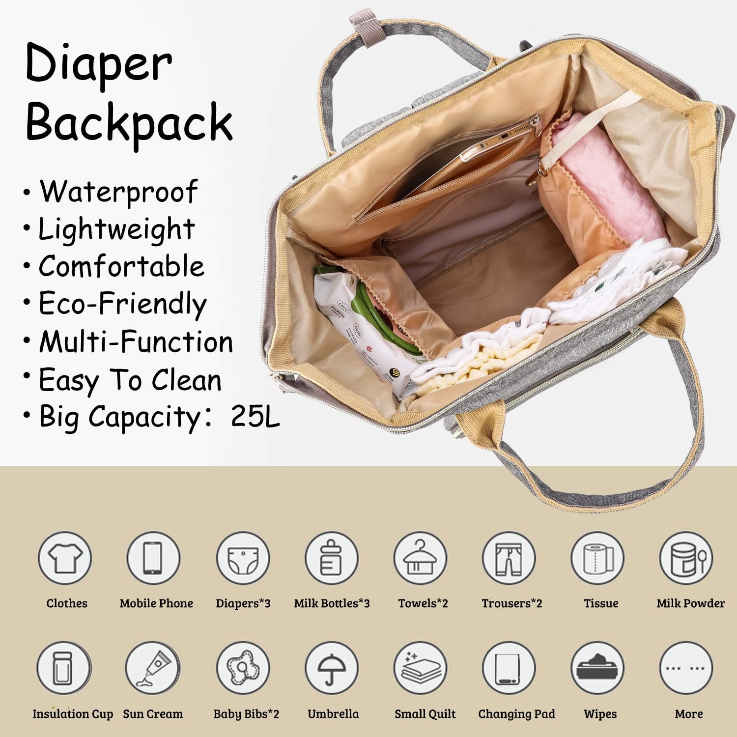 oraniful diaper bag