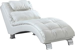 COASTER HOME FURNISHINGS Coaster Furniture Dilleston Chaise White Faux Leather Polyurethane Chrome 550078