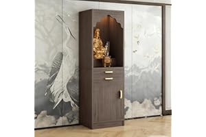 OQTUHWM Altar Table, Solid Wood Meditation Prayer Table, Chinese Feng Shui Buddhist Altar Cabinet, Pooja Cabinet for Home or Temple Worship