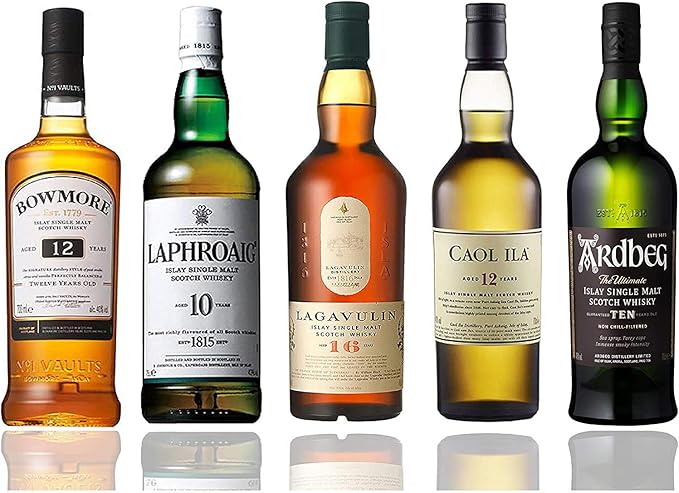 Amazon Co Jp ホワイトデー ギフトにも最適 アイラモルト 5種 テイスティングボックス 各100ml ウイスキー 家飲み 宅飲み プレゼント 飲み比べ 食品 飲料 お酒