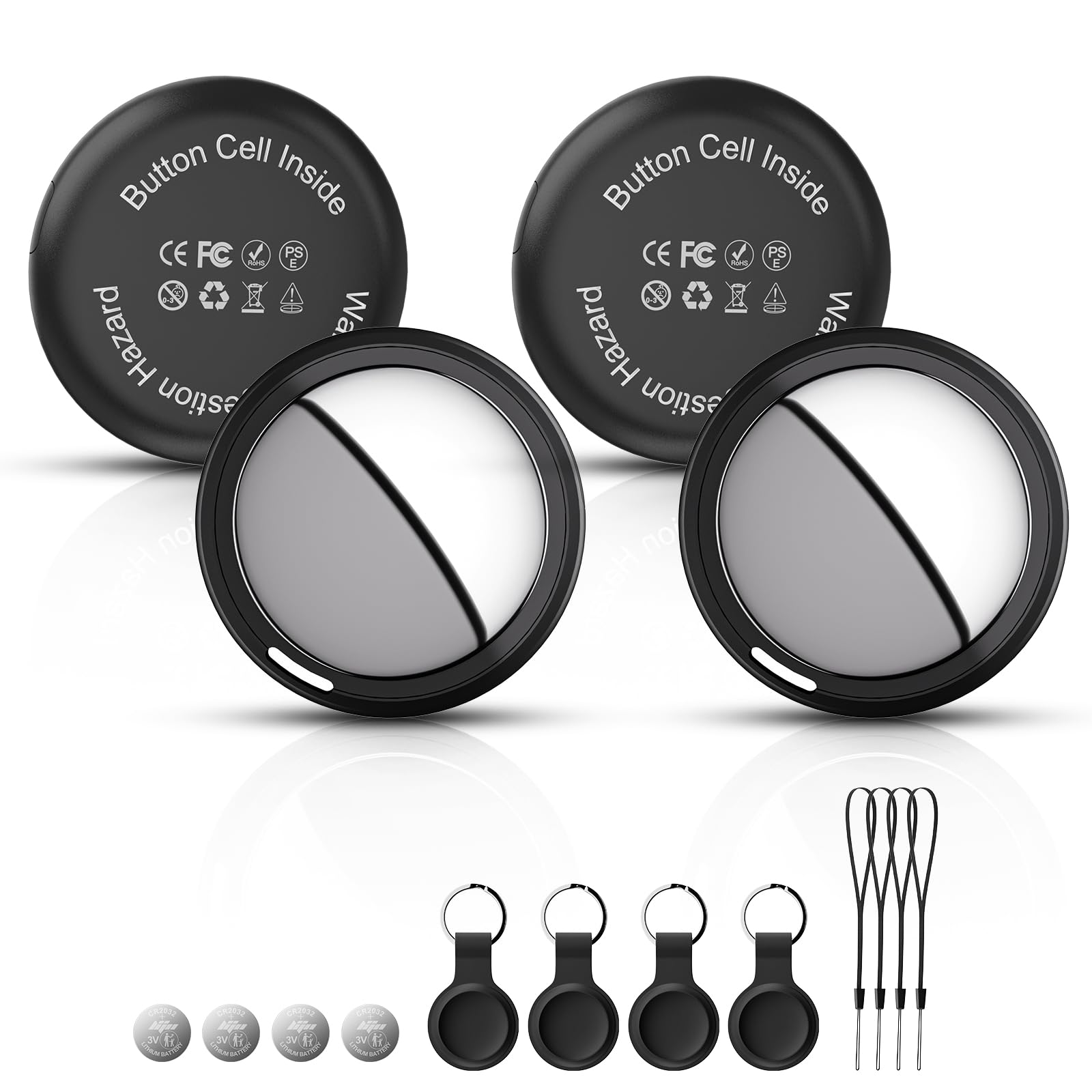 [Apple MFi-Zertifiziert] Air Tracker Tag kompatibel mit Apple Wo ist? (nur iOS) Inklusive Ersatzbatterie, Smart Tracker Tagg Finder für Schlüssel, Fahrrad, Wallet, Koffer, Reisepässe (Schwarz, 4-Pack)