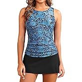 Daci Womens Tankini Swimsuits with Skirt - Two Piece Tummy Control Bathing Suits High Neck Swimwear