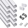 hunhun 10-Pack 6.6ft/ 2Meter Plus-Size U Shape LED Aluminum Channel System with milky Cover, End Caps and Mounting Clips, Aluminum Profile for LED Strip Light, Special for Philips Hue Strip