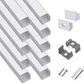 hunhun 10-Pack 6.6ft/ 2Meter Plus-Size U Shape LED Aluminum Channel System with Milky Cover, End Caps and Mounting Clips, Aluminum Profile for LED Strip Light, Special for Philips Hue Strip