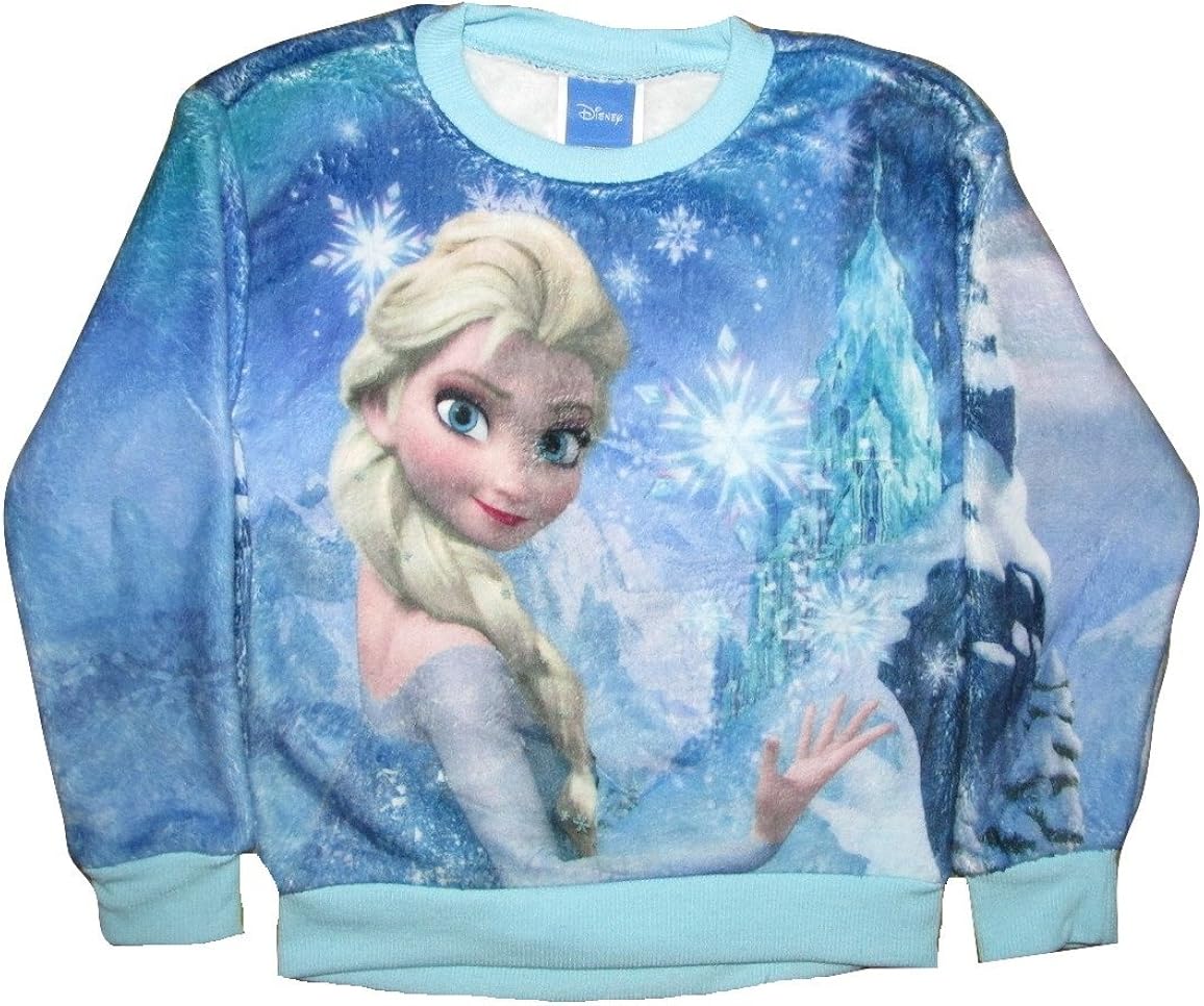 Amazon.com: Disney Frozen Elsa Snow Queen Girls Long Sleeve Light Fleece Sweater (8): Clothing
