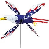Whirligig Spinner Patriotic Eagle 18" &ndash; Bold American-Themed Design, Weather-Resistant Outdoor Decor, Durable &amp; Lightweight for Patios, Yards, and Gardens - Eye-Catching Wind Spinner