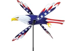 PREMIER KITES Whirligig Spinner Patriotic Eagle 18" – Bold American-Themed Design, Weather-Resistant Outdoor Decor, Durable & Lightweight for Patios, Yards, and Gardens - Eye-Catching Wind Spinner