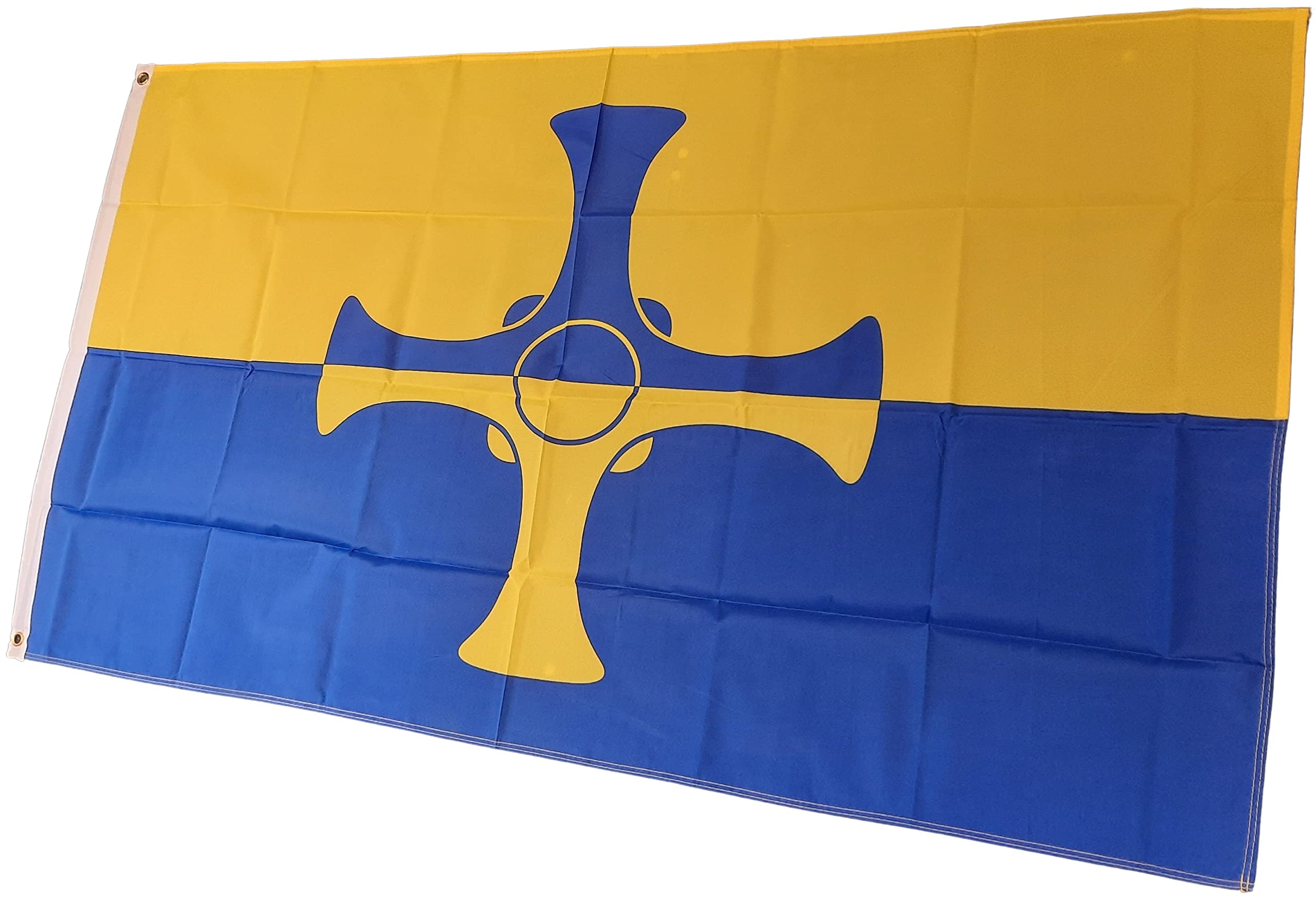 NWFlags Durham Flag 5ft x 3ft 75d Premium Polyester Suitable For Flagpoles | Strong Polyester 5x3 foot material large flag of Durham with 2 metal Eyelets