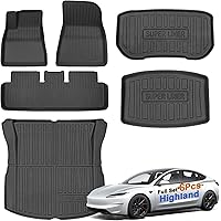 SUPER LINER Flagship Tesla Model 3 Floor Mats 2025 2026 2021-2023 2024 All-Weather Floor Mats Set (6 Pieces) | Custom Fit, Pe