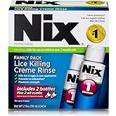 Nix Lice Killing Crème Rinse Family Pack, 4 Fl Oz Nix Crème Rinse and 2 Nit Combs (Pack of 1)