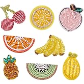 PH PandaHall 8 Styles Embroidery Beaded Fruit Patch Sew on Patches Applique Peach Banana Cherry Sequins Orange Watermelon Beaded Patches for Clothes Coat T-Shirt Bag Decor
