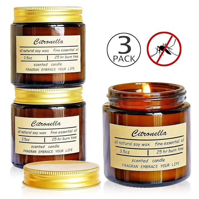 YYHC Citronella Candle Outdoor Indoor Aromatherapy Stress Relief Pure Soy Wax Scented Candles 25