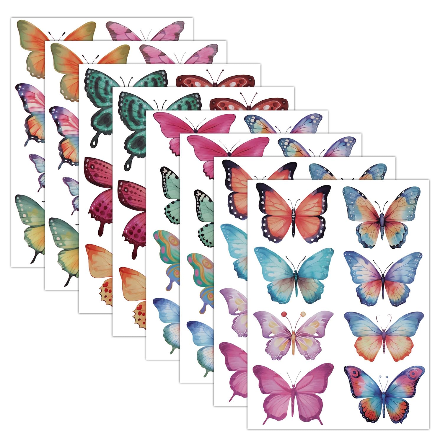 8 Sheets Butterfly Wall Stickers, Peel and Stick Large Wall Decals, Art Murals for Kids Baby Nursery Decoration
