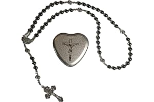 BJ BshuxiuJ Handmade Elegant Glass Pearl Beads Rosary Necklace for Women, Featuring Our Father Alloy Rose Beads, Includes Mir