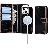 Shieldtop Compatible with Magsafe Magnetic 2 in 1 Detachable iPhone 13 Wallet Case with Card Holder Credit Slots Men Women,PU Leather RFID Blocking Flip Kickstand for Apple 13 6.1",(Coffee)
