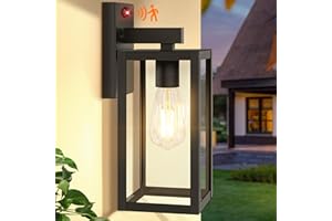 BesLowe Upgraded Motion Sensor Outdoor Wall Light, 13” Dusk to Dawn Porch Light Outdoor Wall Sconce Lantern, 3 Lighting Modes Exterior Lighting Fixture Wall Mount, Outside Light for House, Black