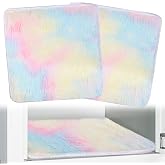 2Pcs Fluffy Locker Rugs Back to School Decor Accessories for Girls, Rainbow | 12x12in Anti-Slip Cute Tie-Dyed Plush Mini Mat for Locker Decorations Stuff