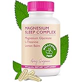 Amy Suzanne Magnesium Sleep Complex with L-Theanine and Lemon Balm - Melatonin-Free Sleep Support for Natural Calm and Relaxation - Magnesium Glycinate - 90 Capsules