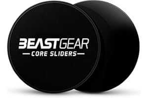 Core Sliders by Beast Gear – Double Sided Gliding Discs for Abdominal Exercises - Carpet and Hard Floors