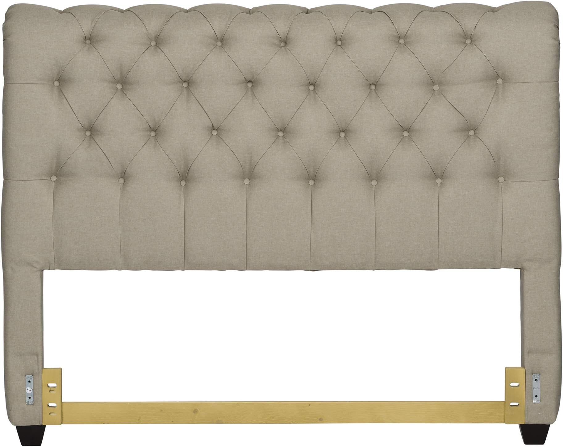 Liberty Furniture Upholstered Bed King Chesterfield Sleigh Headboard, Natural Linen