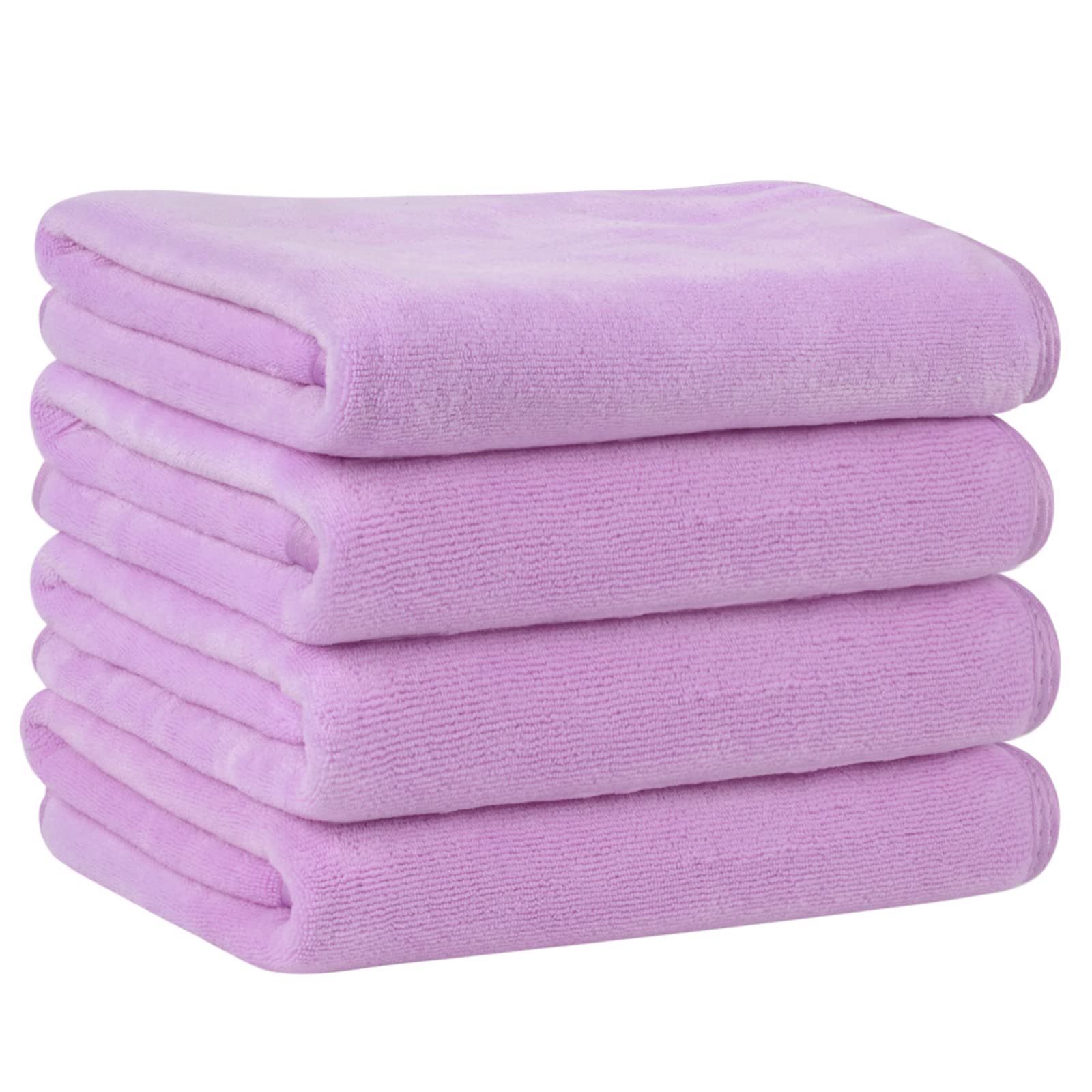 KinHwa Microfibre Hand Towels for Bathroom - Soft and Light Face Towels Fast Drying Wash Towels for Bath, Spa, Gym (Purple, 4)