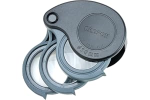 Carson TriView 5x/10x/15x Folding Loupe Magnifier with Built-in Case (TV-15), Black
