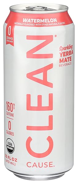 CLEAN CAUSE ORGANIC SPARKLING WATERMELON YERBA MATE, 16 FZ