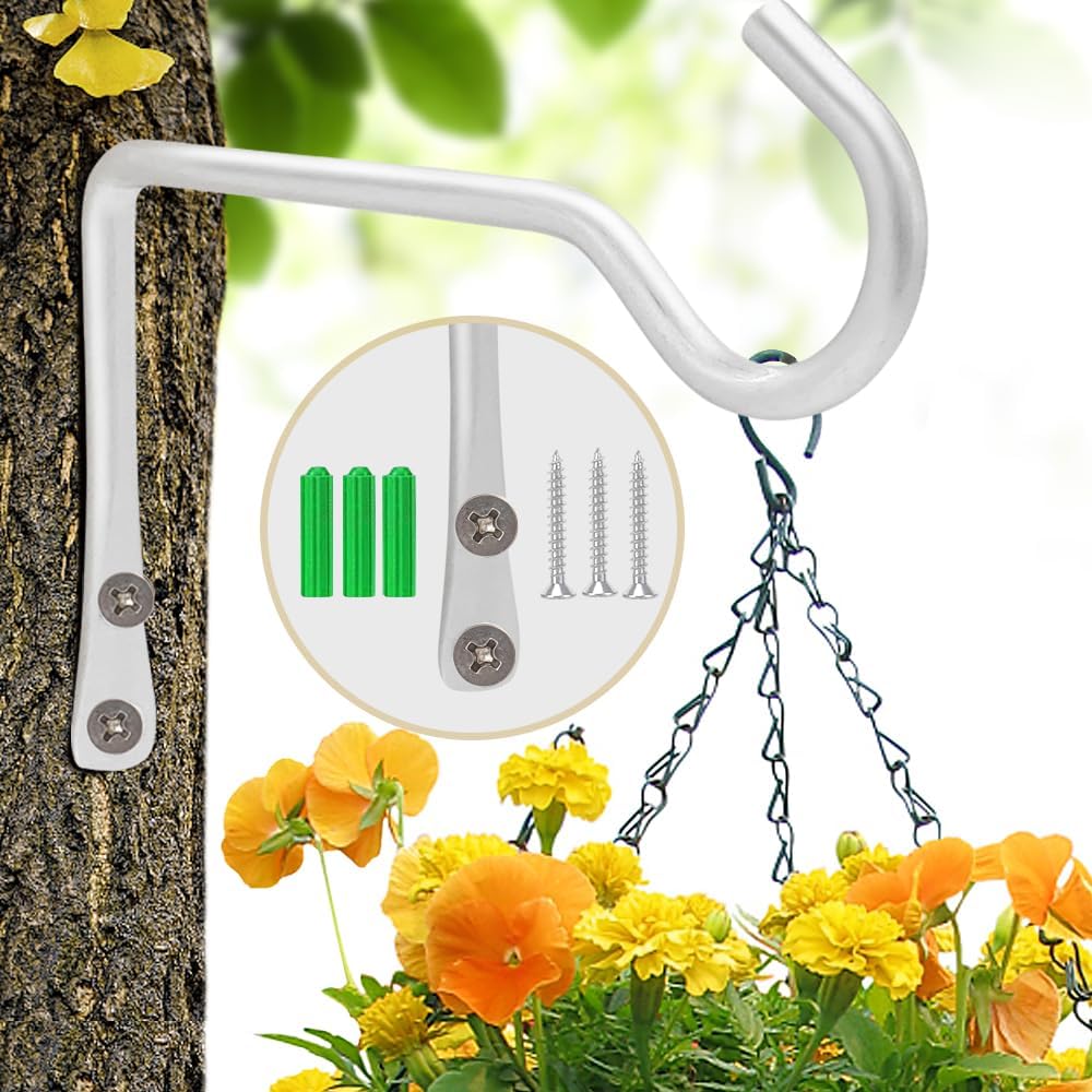 Outdoor Hanging Brackets - Surnuo 2 Pack Hanging Plant Bracket Hooks Indoor&Outdoor for Hanging Planters, Bird Feeders, Lanterns, Wind Chimes