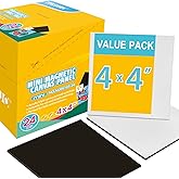 AUREUO Mini Magnetic Canvas Panel 4x4 Inch / 24 Pack - Small Square Flat Canvas Board with Magnet Back Art Gift Set, Bulk Pack Tiny Thin Canvases for Painting & Craft