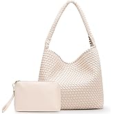 Woven Tote Bag for Women with Purse, Large Fashion Shoulder Hobo Underarm Bags,Woven Purse,Vegan Leather Shoulder Handbags