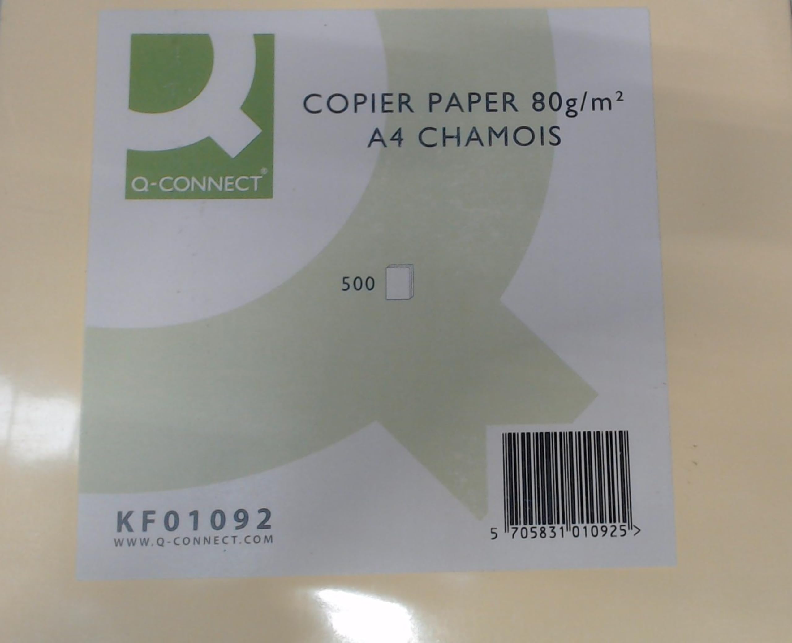 Q-Connect Cream A4 Copier Paper 80gsm Ream, Champagne (Pack of 500) KF01092