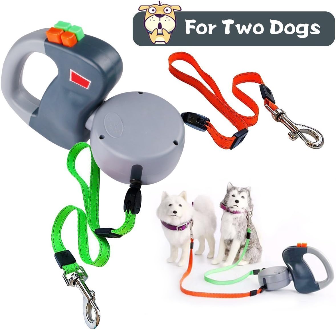 retractable double dog leash no tangle