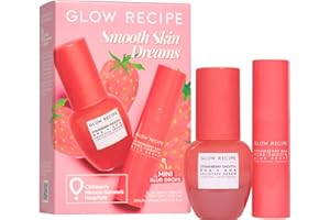Glow Recipe Smooth Skin Dreams - Strawberry BHA Pore-Smooth Blur Drops (10ml) + AHA+BHA Salicylic Acid Serum (15ml) - Silicone-Free Blurring Primer & Daily Soothing Serum - Oily Skin Treatment (2-Pce)