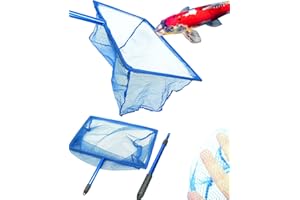 CORISRX 14"x 9" Koi Adjustable Fish NET Handle 30~54cm Aluminum Fishing Pond Aquarium