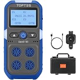 TopTes Guard-101 Gas Detector, 4 Gas Monitor for H2S, CO, LEL and O2, with Vibration, Visual and Audible Alarms, 14h Long Battery Life, Safety Explosion-Proof, for Work, Home
