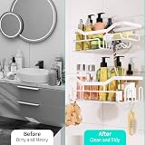 HapiRm Shower Caddy No Drill with 11 Hooks Stainless Steel White view 6