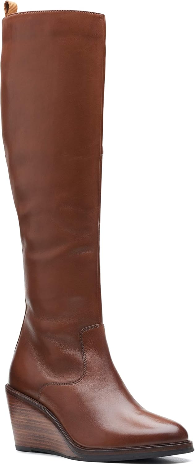Amazon.com | Clarks New Women's Clarkdale 2 Hi Boot Dark Tan Leather 7.5 | Knee-High